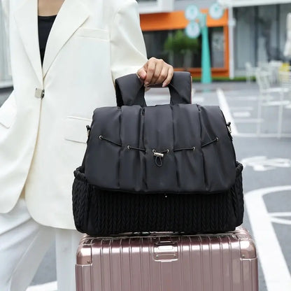 Woven Design Diaper Bag In Black