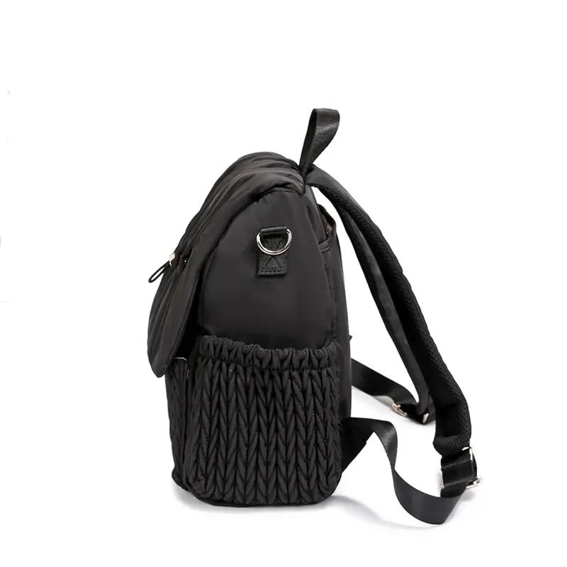 Woven Design Diaper Bag In Black