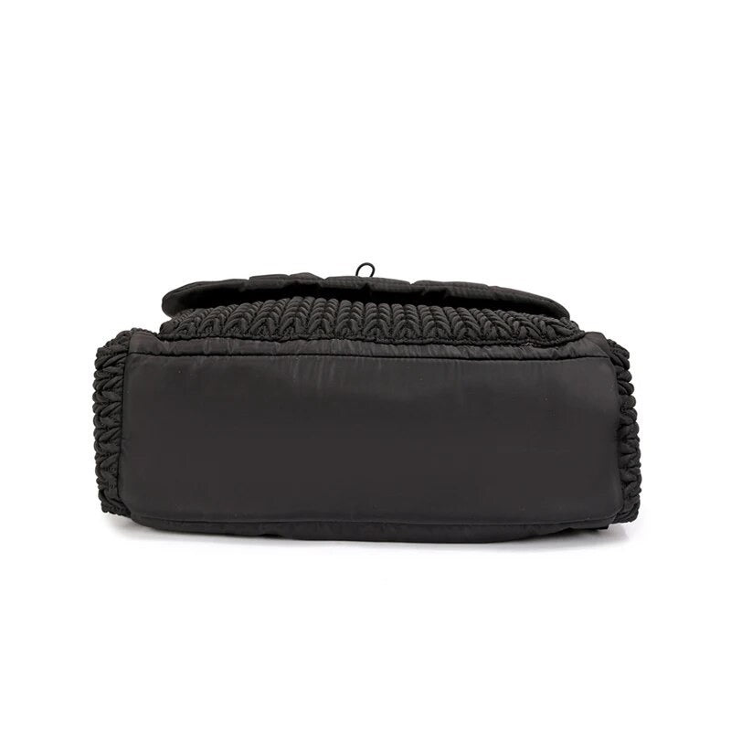Woven Design Diaper Bag In Black