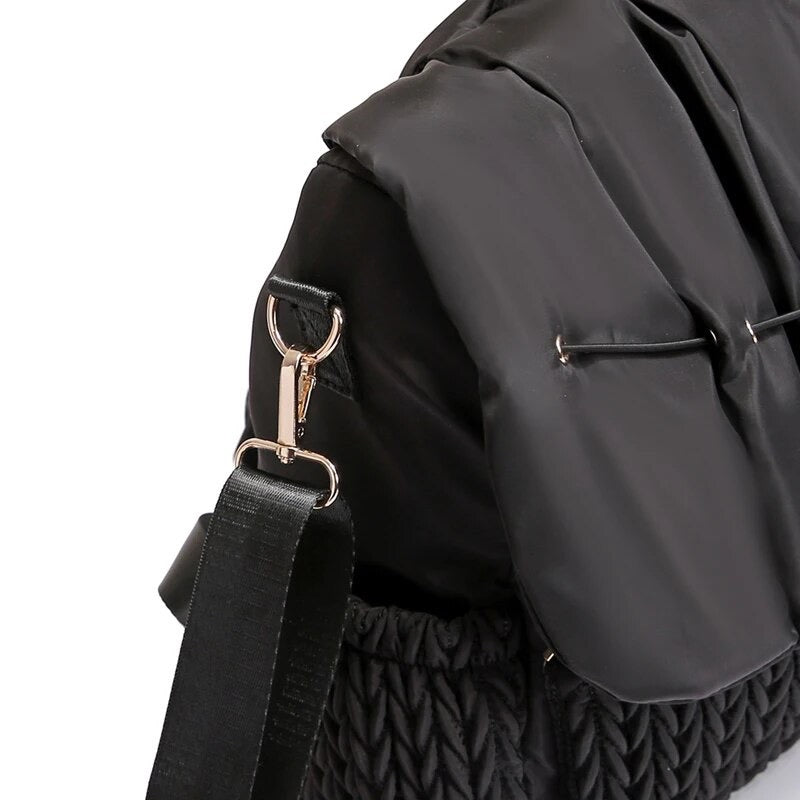 Woven Design Diaper Bag In Black