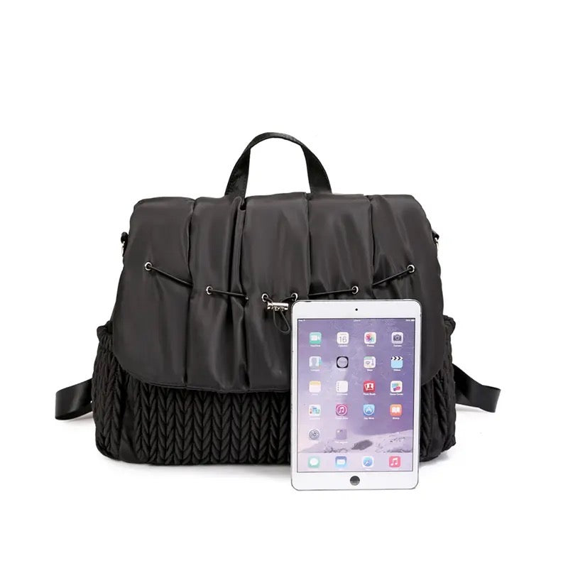 Woven Design Diaper Bag In Black